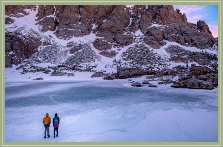 two people in the mountains